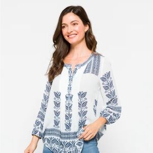 Daniel Rainn White and Blue Relaxed Blouse